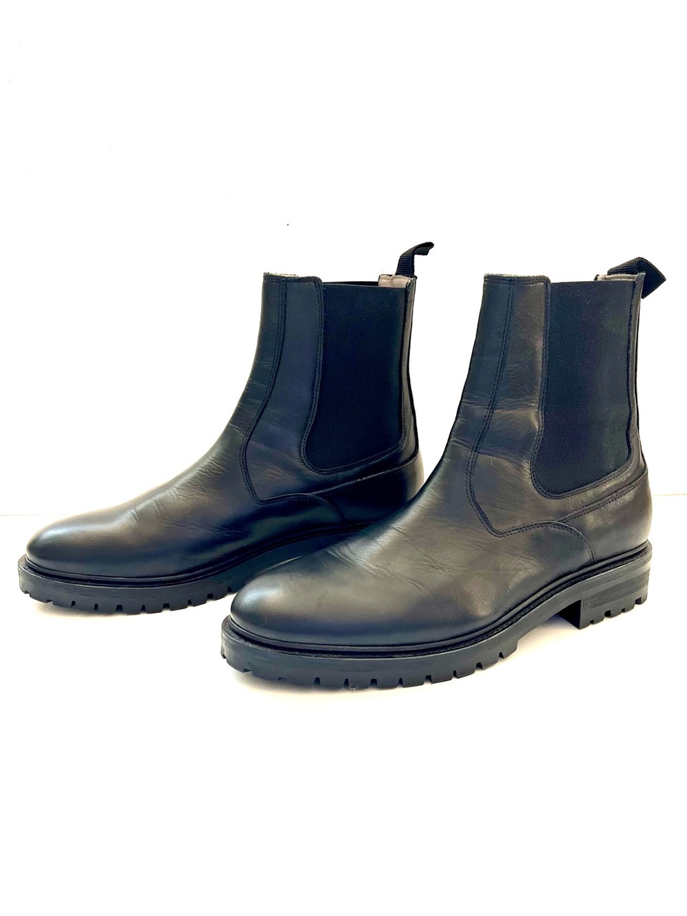 AllSaints Melos Men's Black Leather Chelsea Lug Boots